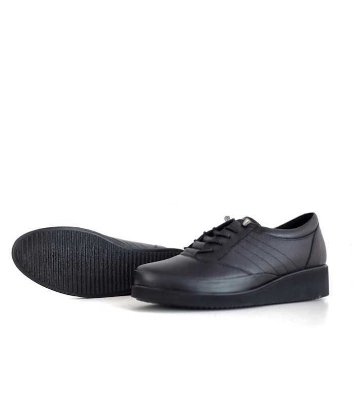 Piso de goma flexible en cuña de zapatos negros de vicmart