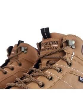 Detalle del cierre de cordones de Bota hombre impermeable amarilla