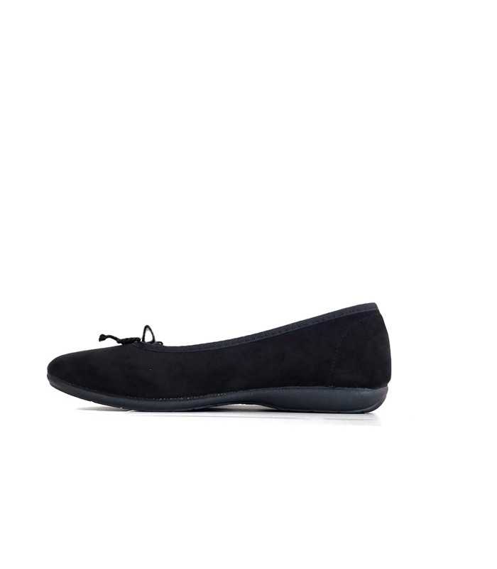 Zapatilla casa bailarina negra perfil izquierdo.