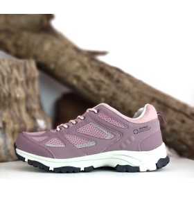 Zapatillas senderismo mujer rosa vista de perfil.