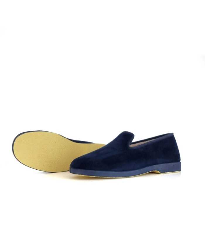 piso antideslizante de Zapatilla casa azul cerrada para hombre de Pelusin