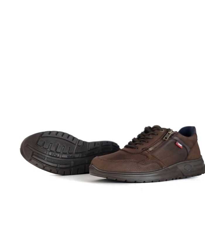 Vista del piso ligero de goma del zapatos marrones de Luisetti Barak para hombre.