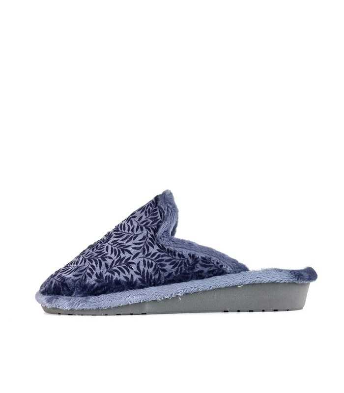 Zapatillas descalzas azul para mujer Gomus con dibujo de hojas, vista de perfil.