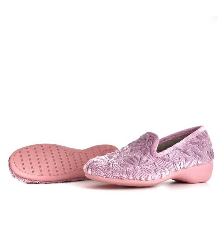 Piso de goma en cuña, con 3 cm de altura en la parte trasera y 1 cm en la meseta en zapatilla rosa