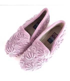 vista superior de Zapatillas Kenia cuña mujer color rosa