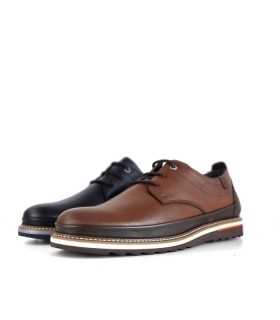 Zapato cordones piel negra o marrón para hombre de Zen visto de medio perfil