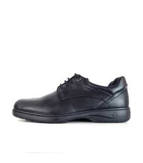 Vista de perfil del zapato de cordones hombre en piel de Luisetti negro