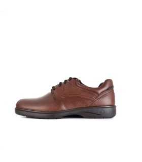 Vista de perfil del zapato de cordones hombre en piel de Luisetti marron