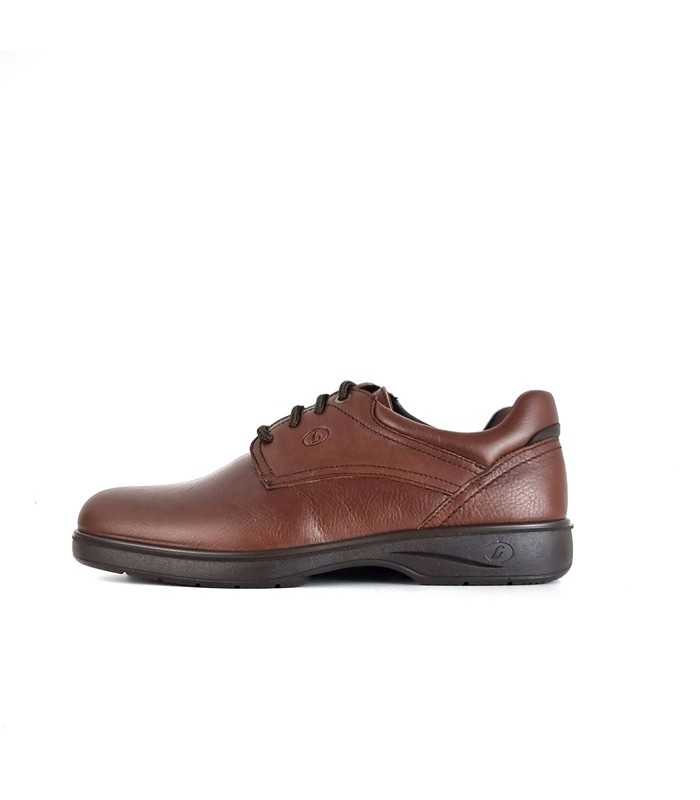 Vista de perfil del zapato de cordones hombre en piel de Luisetti marron