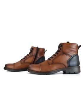 Botas marrónes casual de hombre vista de ambos perfiles con cordones y cremallera - S@kut