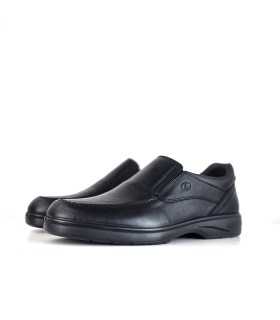 Vista de medio perfil del mocasínes Greco en piel Napa negro