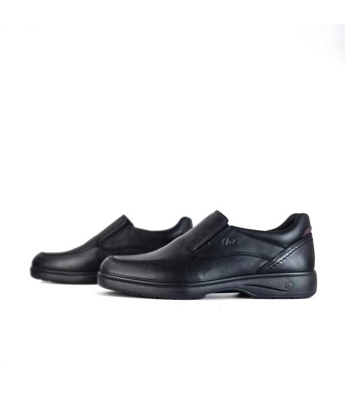 Vista de los dos perfiles de Zapato mocasín hombre Luisetti negro