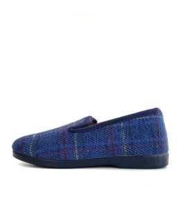 Zapatillas de invierno mujer cerrada cuadros azul noche - vista de perfil