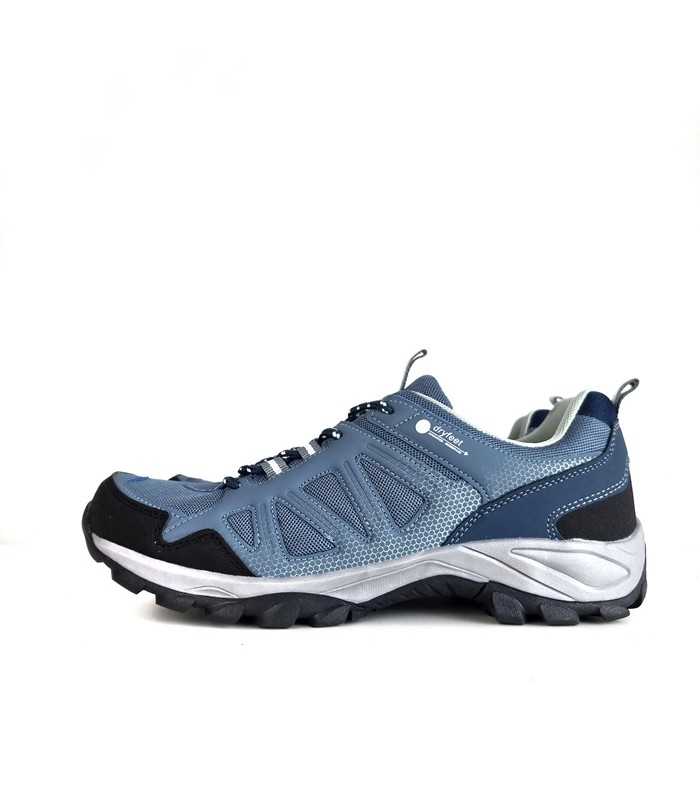 Vista de perfil de la zapatilla trekking Coachella hombre color azil claro
