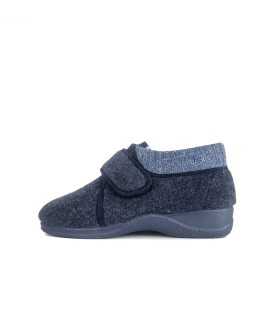 Zapatillas casa abotinada azul marino Doctor Cutillas con forro de lana - vista lateral completa
