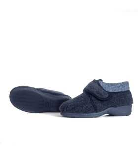 Suela antideslizante de la zapatilla de casa abotinada azul Cutillas