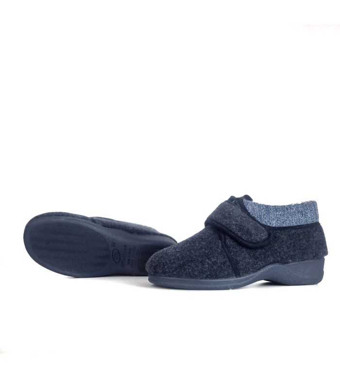 Suela antideslizante de la zapatilla de casa abotinada azul Cutillas