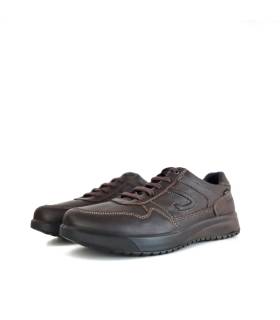 Zapato sport de cordones Grisport en marrón chocolate, vista de medio perfil.