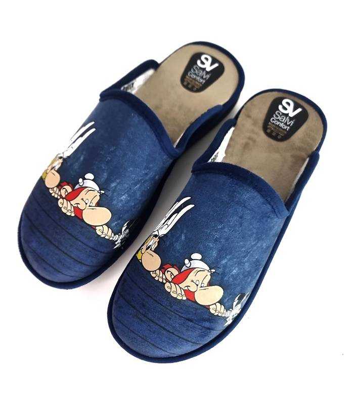 Vista superior: Diseño detallado de zapatillas Asterix y Obelix en color azul.