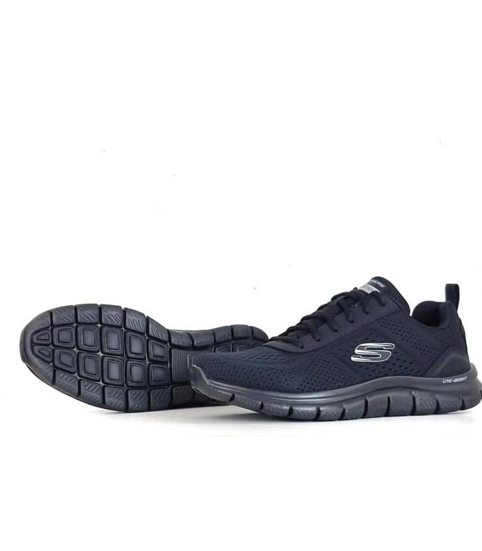 Zapatillas deportiva Skechers Track Leshur para hombre en color negro, vista lateral.