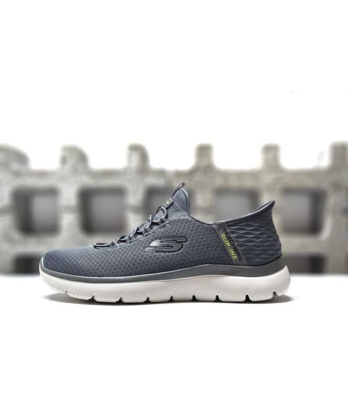 Foto de perfil lateral: Zapatilla deportiva Skechers Summits en gris marengo.