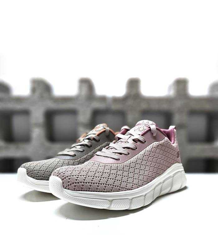 Comparativa colores: Zapatillas Skechers disponibles en rosa y gris.