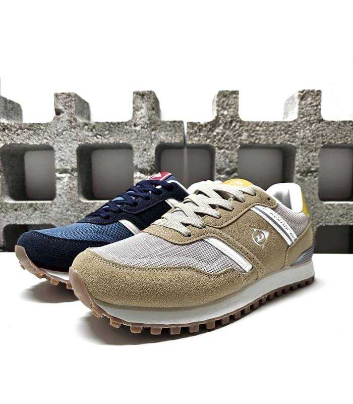 Comprativa de los dos colores azul y beige de la zapatilla casual para hombre de Dunlop