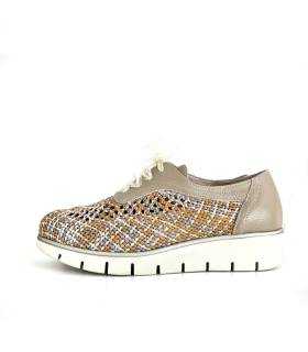 Zapato cordones mujer rejilla Nival, vista de perfil