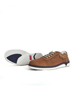 Vista de la suela de Zapatos de piel nobuck con cordones y piso ligero.