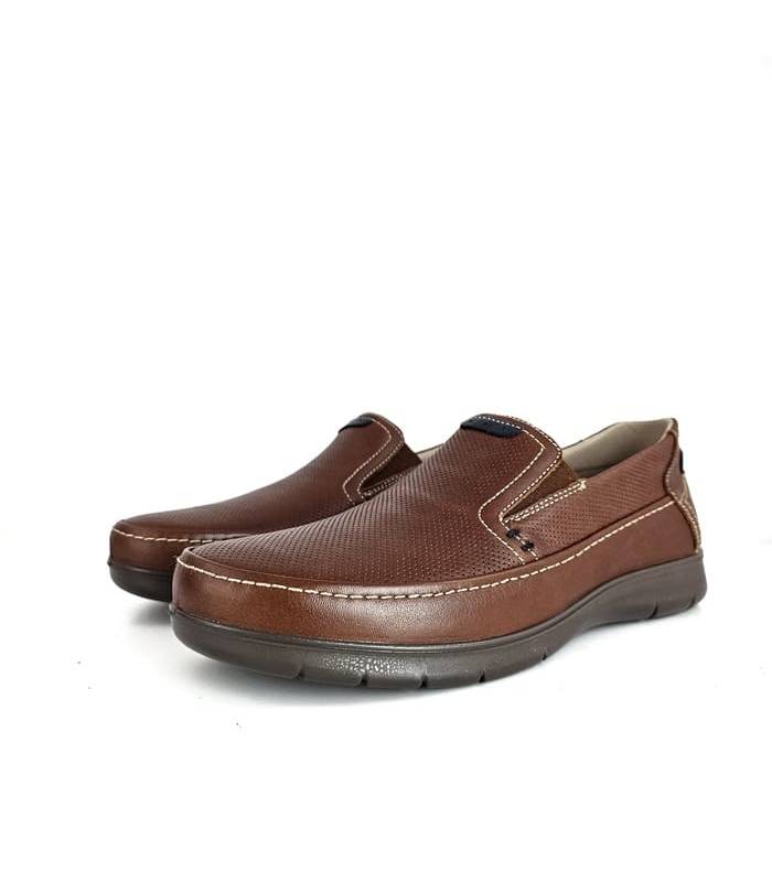 Zapato mocasín piel marrón Luisetti medio perfil para hombre