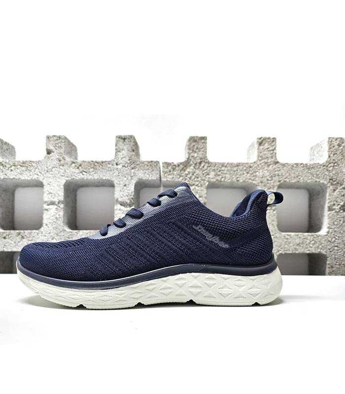 vista de perfil de las zapatillas azules marino con cordones de JHayber para hombre