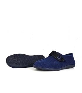 Zapatillas hombre en tela de rizo azul con suela de goma antideslizante, ideal para el verano
