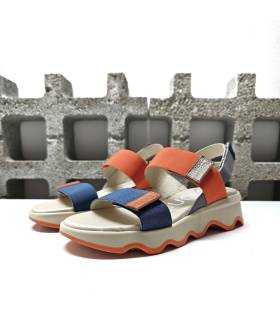 Sandalias mujer Leyland color naranja con plataforma vista de medio perfil