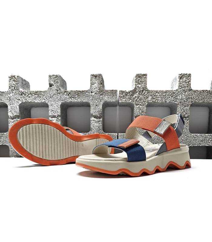 Suela ondas goma sandalias naranja Leyland