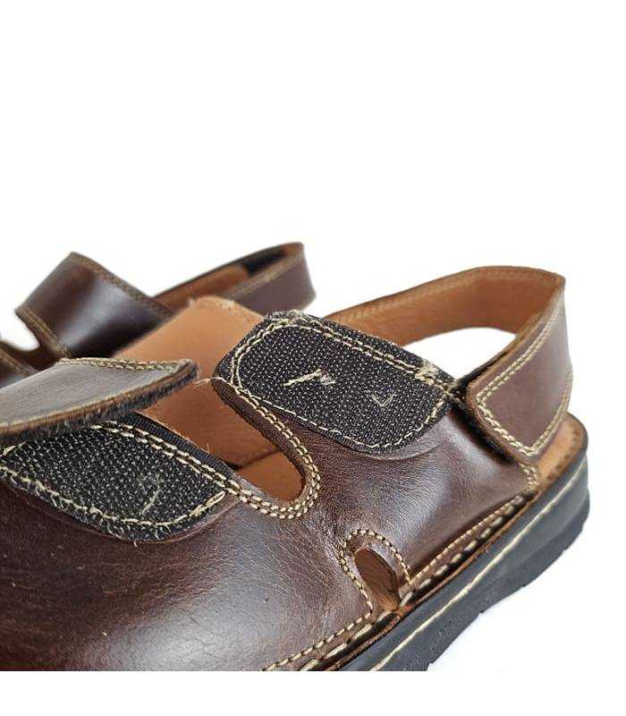 cierre de velcro de sandalias de hombre de piel