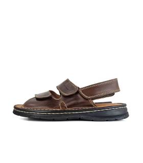 Sandalia clásica hombre piel marrón Leyland vista lateral.