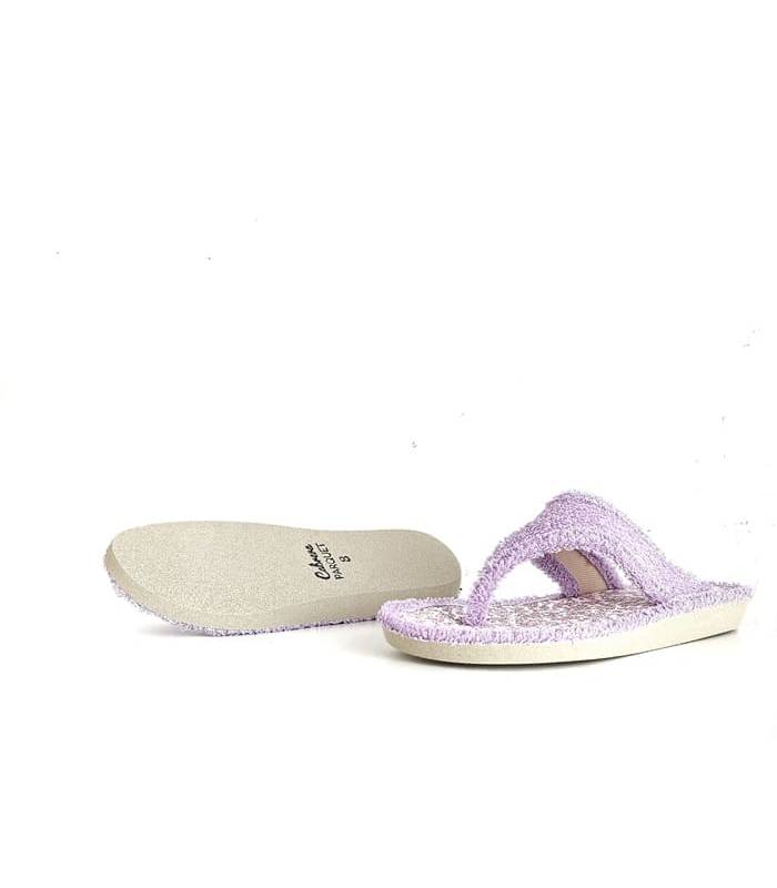 Piso PARQUE flexible y antideslizante de Zapatilla casa mujer chancla rizo lila de Cabrera