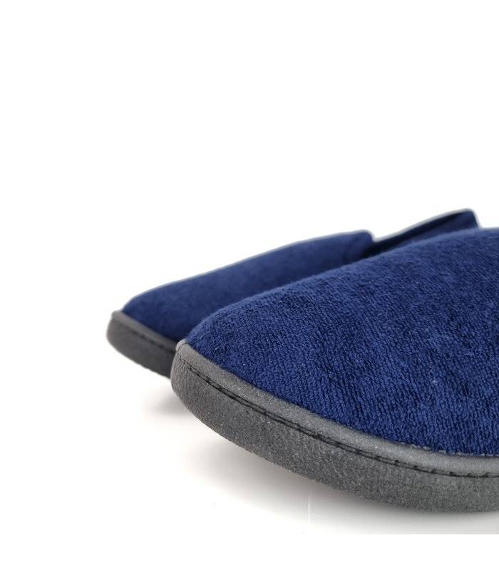 Zapatilla de casa Plumaflex – Tejido de rizo azul marino suave y transpirable
