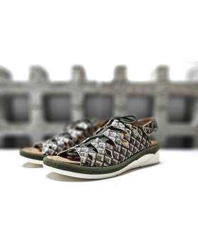 sandalias ancha verde cordones medio perfil