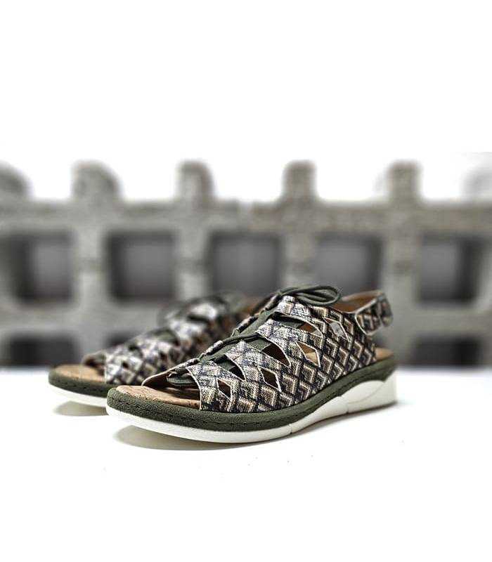sandalias ancha verde cordones medio perfil