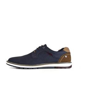 zapato cordones hombre azul perfil piel picada Liberto