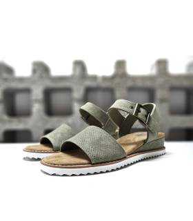sandalia vegana mujer oliva Skechers medio perfil