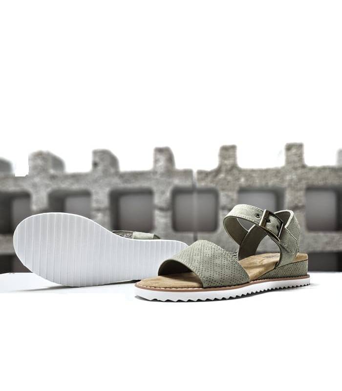 suela dentada sandalia mujer Skechers oliva cómoda