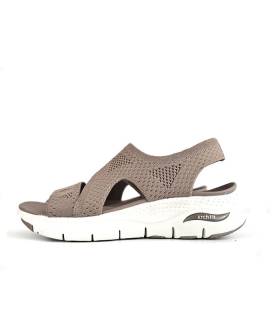 sandalia mujer Arch Fit Skechers moca perfil