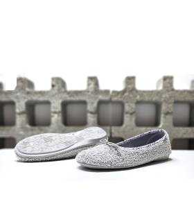 Suela goma antideslizante zapatilla mujer tela rizo gris Garrido Muro.