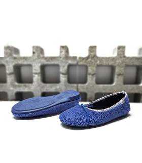 Suela goma antideslizante zapatilla mujer tela rizo azul Garrido Muro.