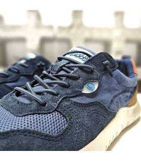 Detalle tejido técnico y piel zapatilla azul Coronel Tapioca.
