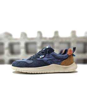 Zapatilla hombre piel textil azul Coronel Tapioca vista lateral.