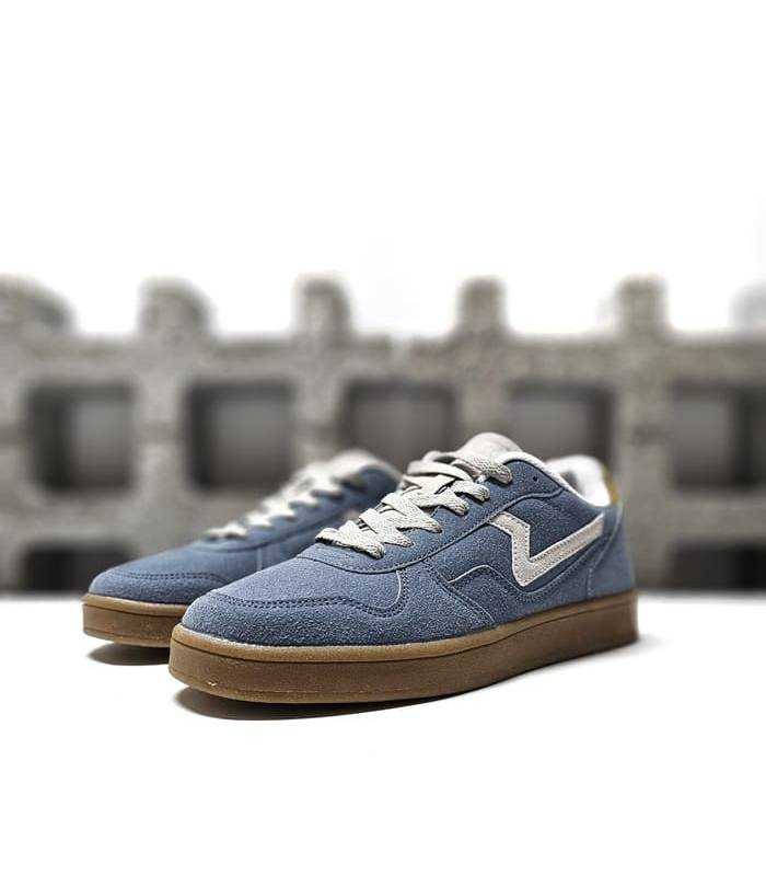 zapatilla casual mujer azul cielo medio perfil detalle amarillo