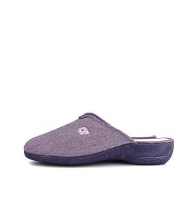 zapatillas casa lona lila mujer perfil cómodo Cabrera